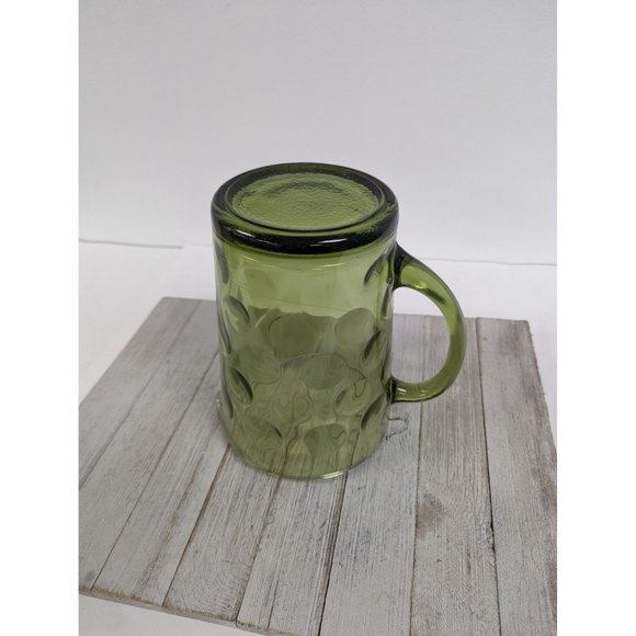 Hazel Atlas Eldorado Avocado Green Optic Dot Glass Pitcher 8" Tall - Picture 6 of 7